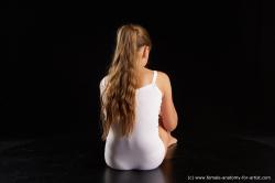 Underwear Woman White Sitting poses - ALL Average long brown Sitting poses - simple Standard Photoshoot  Academic