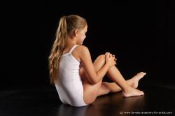 Underwear Woman White Sitting poses - ALL Average long brown Sitting poses - simple Standard Photoshoot  Academic