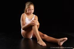 Underwear Woman White Sitting poses - ALL Average long brown Sitting poses - simple Standard Photoshoot  Academic