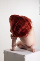 Nude Woman White Kneeling poses - ALL Average Kneeling poses - on one knee long red Standard Photoshoot Pinup