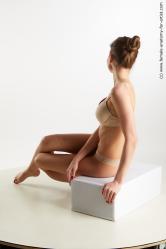 Underwear Woman White Sitting poses - ALL Slim long brown Sitting poses - simple Standard Photoshoot Academic