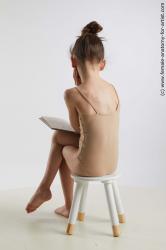 Underwear Woman White Sitting poses - ALL Slim long brown Sitting poses - simple Standard Photoshoot  Academic